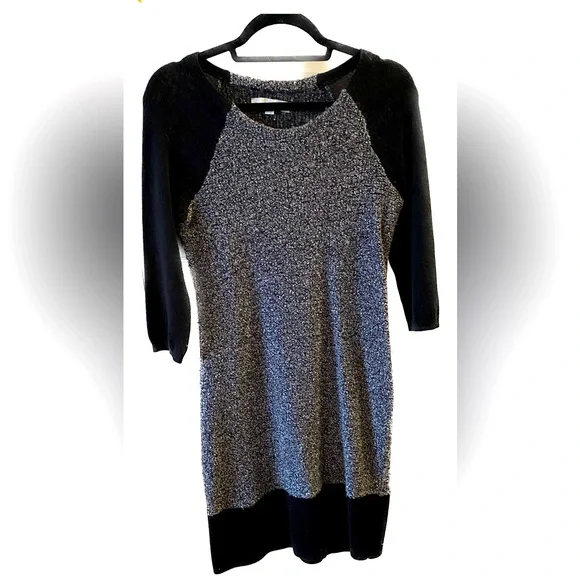 black dress turtleneck sweater Éterne Long Sleeve Turtleneck Mini Dress | Black | Size S